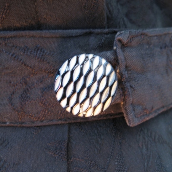 Vintage 1950's silk jacquard little black dress M - Picture 5 of 7